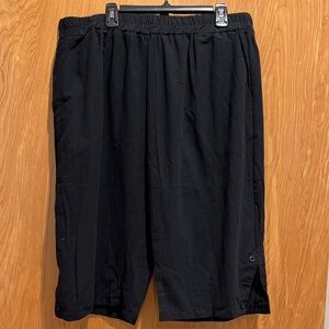 Ladies Black Elastic-Waist Shorts